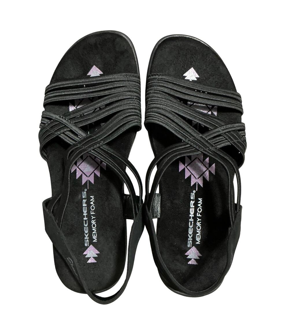 Skechers Reggae Slim Simply Stretch Black Slingback Sandals Women’s Size 8